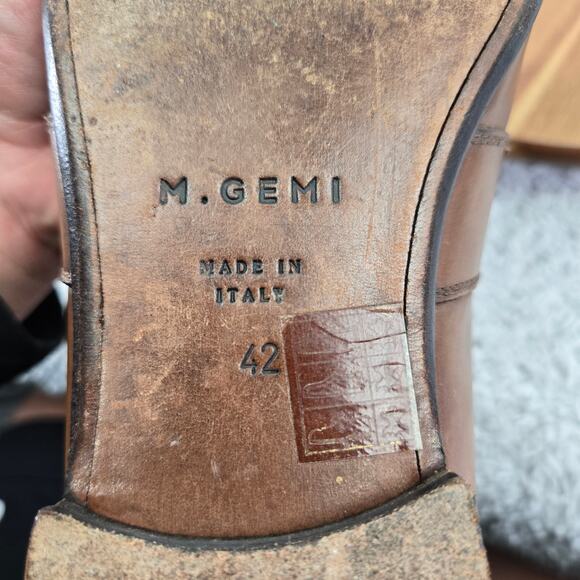 M.Gemi Men 42 The Volo Due Tan Brown Leather Casual Lifestyle Daily Penny Loafer
